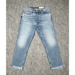 Rag & Bone Jeans Woman's Light Blue Nina High-Rise Ankle Raw Hem Cropped 30x27